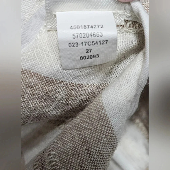 Chico's Linen Blend Striped One Button Shoulder Padded Blazer Large Career - Picture 6 of 6